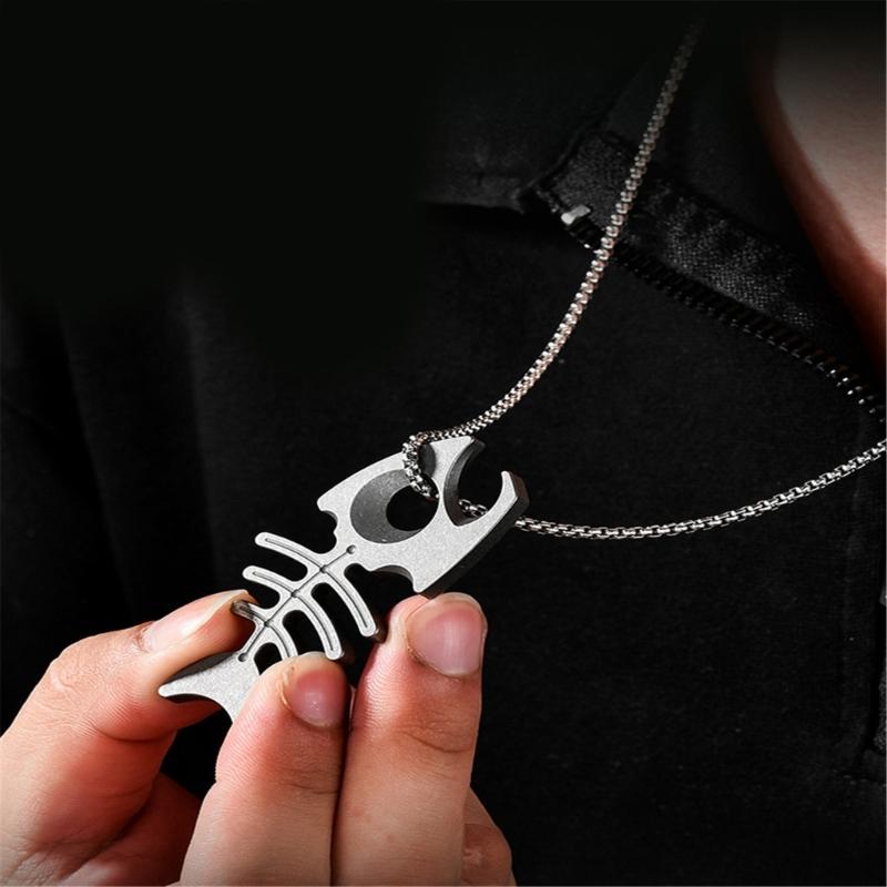 Fishbone Utility Bottle Openers Filter Bottle Water Purifiers Wrenches Emergency for Outdoor Activity