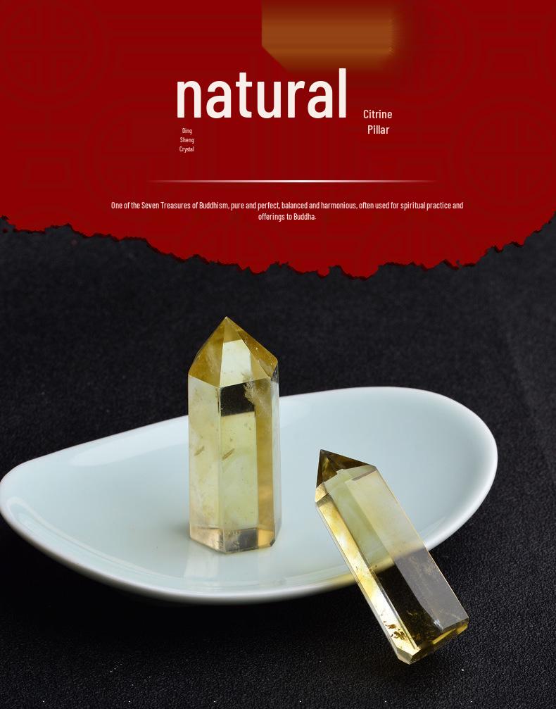 Natural Yellow Crystal Energy Pillar Ornament 40-50mm x approx. 1.5cm цитриновый
