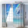 2PCS Classic Polyester Curtains – Tropical Blue Ocean & Beach Scene   Ocean-Themed for Bedroom & Living Room