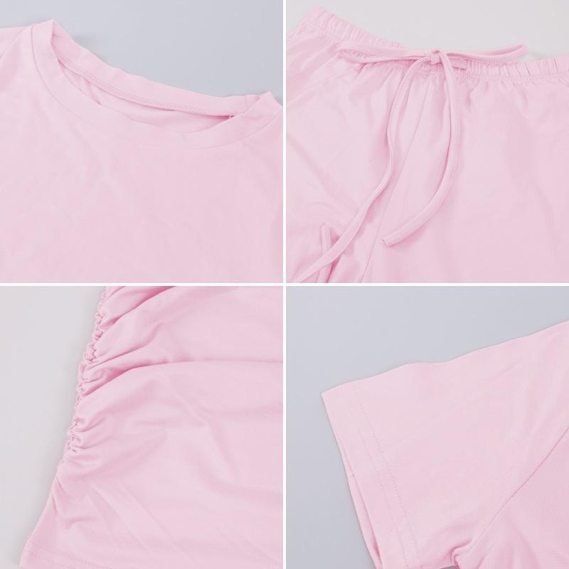 Solid Color Casual Long Sleeve Set Top High Waisted Wide Leg Pants Sportswear