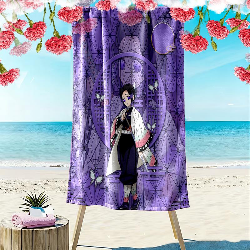 Demon Slayer Print Beach Towel, Large Soft Quick Dry Towel for Beach Camping Swimming