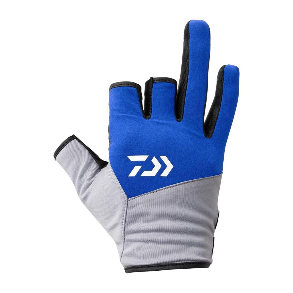 DAIWA Windproof Blue Size Gloves, 3-Piece Cut, Gray, L, DG-8922W