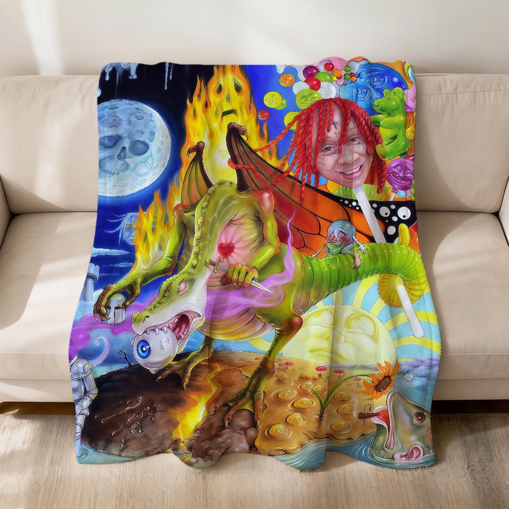 Singer Cool Pop Art T-Trippie R-Redd Flannel Soft Warm Plush Blanket Sofa Living Room Pet Hogar Bedroom Gift Home Car Portable