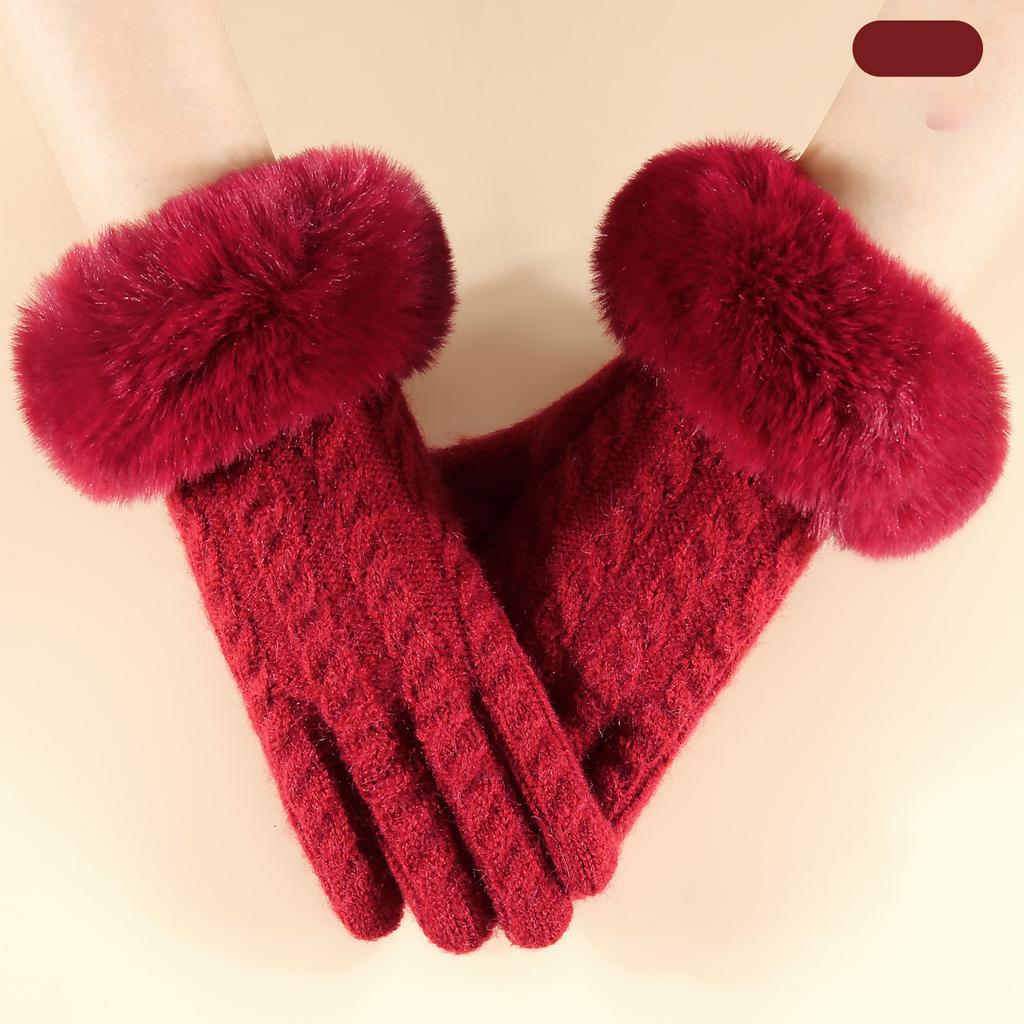 Winter Women Knit Gloves Minimalist Fashion Office Warm Gloves Windproof Riding Outdoor Gloves