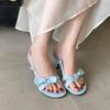 Fashion Fashion Round Toe Elegant Women Heeled Sandals Shoes Shallow Female Butterfly-Knot Ladies Medium Heels Sandals Shoes Pumps