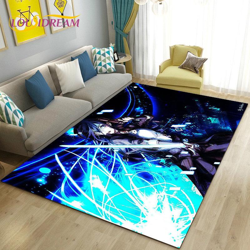 SAO Sword Art Online Anime Area Rug Large,Carpet Rug for Living Room Bedroom Sofa Doormat Decoration, Non-slip Floor Mat Cover