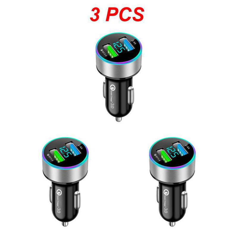 1/3/5PCS Car Charger Universal Multifunctional Dual Usb Digital Display Car Accessories Car Charger Adapter Portable