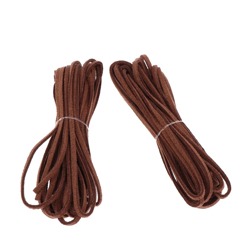 2pcs 3mm Flat Leather Braiding String 5 Yards Dark Brown