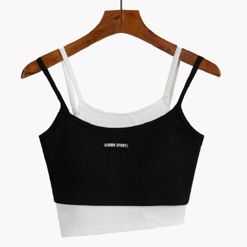 

Спортивный ветровой поддельный двухбазовый жилет женский летний наряд Instagram супер горячая корейская версия короткого маленького топа-халтера женский One size