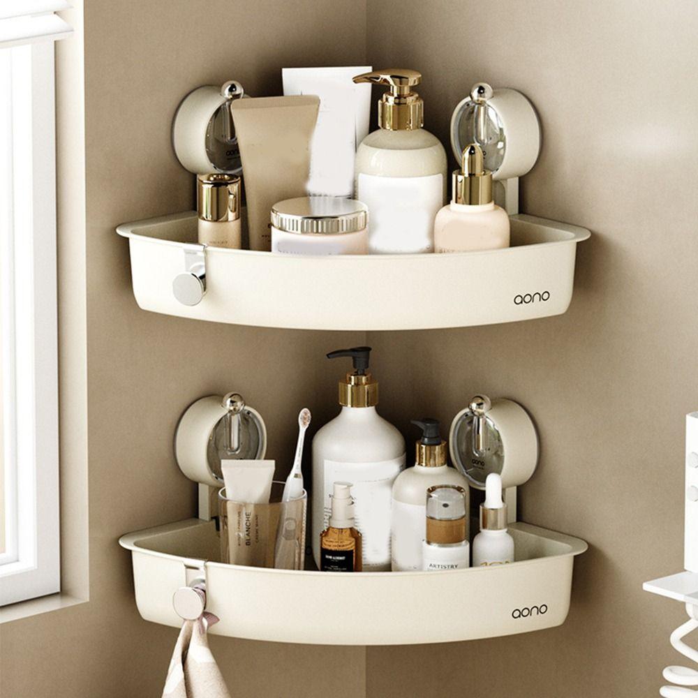 Wall Mounted Shower Storage Rack Plastic Shampoo Storage Rack Durable Corner Storage Shelf  Kitchen