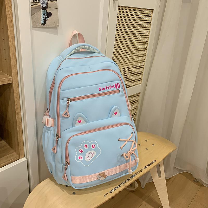 

Студенческий рюкзак Большая вместимость Рюкзак для средней школы Высококачественный прочный рюкзак с поддержкой спины Модный рюкзак синий