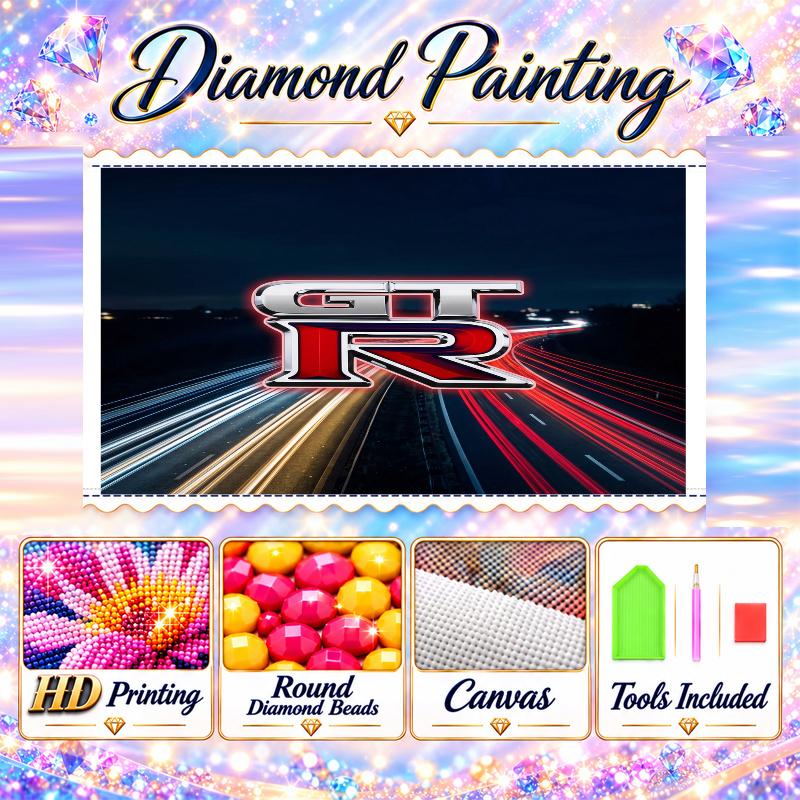Nissan GT-R Diamond Painting Kit 5D Full Drill DIY Diamantmosaik Wandkunst Heimdekoration