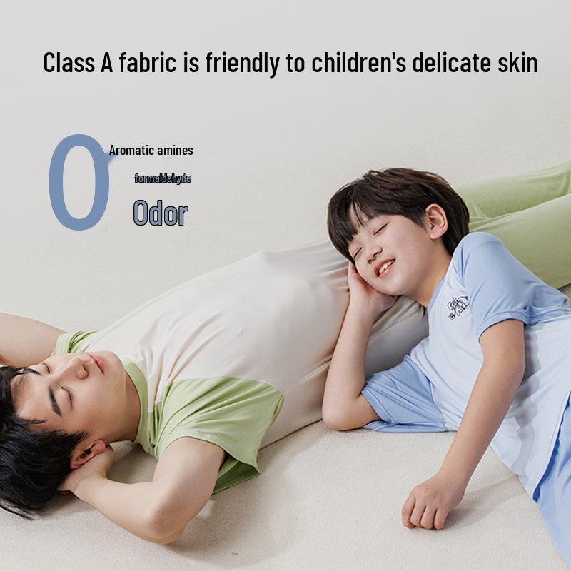 Modal Barnpyjamas: AC-dräkt för pojkar och flickor, kortärmad, set med långbyxor för tonåringar, sommarhemkläder