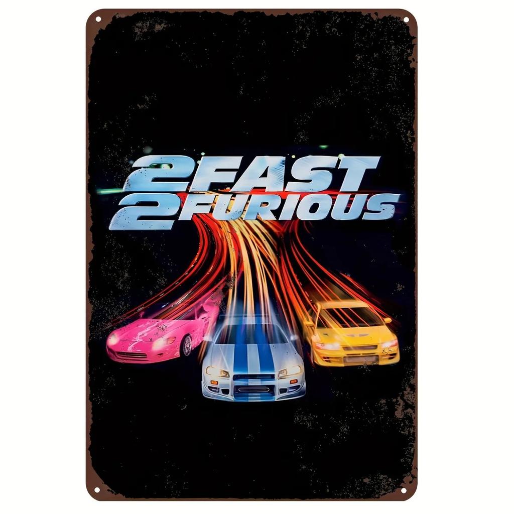 Nástěnné cedule Rychle a zběsile Vintage Regálový vůz Kovový plechový znak Plakátová deska Dekorace Bar Garáž Domácí dekorace Klasický plechový S