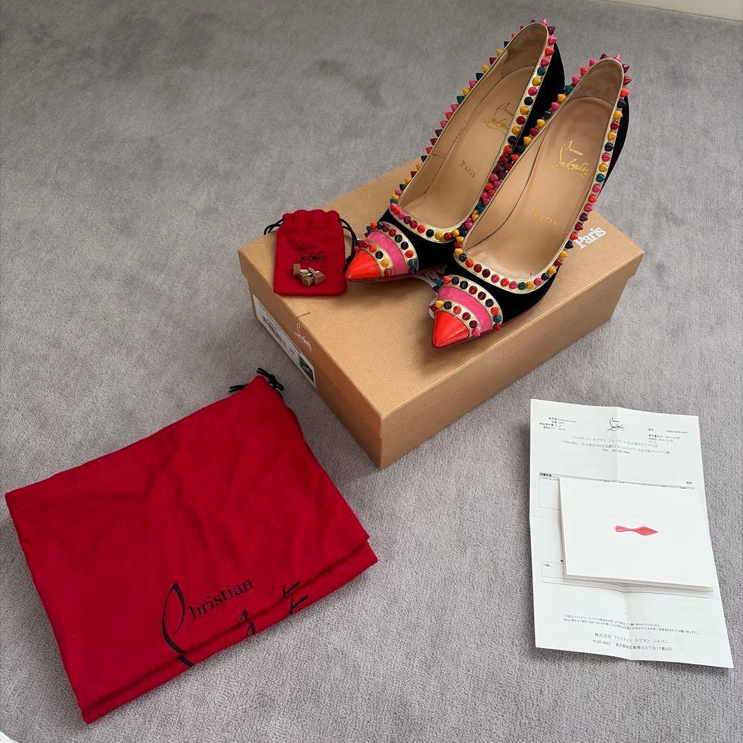 Christian Louboutin Multicolor Studded Spikes Pumps Heels 37 38 Red Bottoms