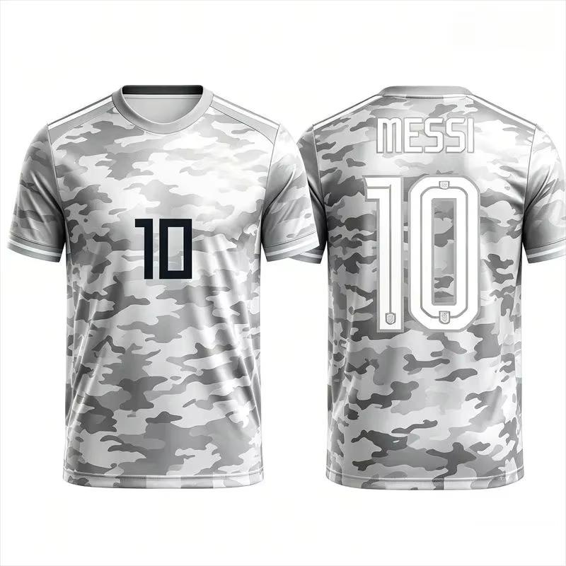 2026 Summer Men Fitness Messi 10 Football T-shirt Short Sleeve Jersey Fashion Oversized Gym Training Tops