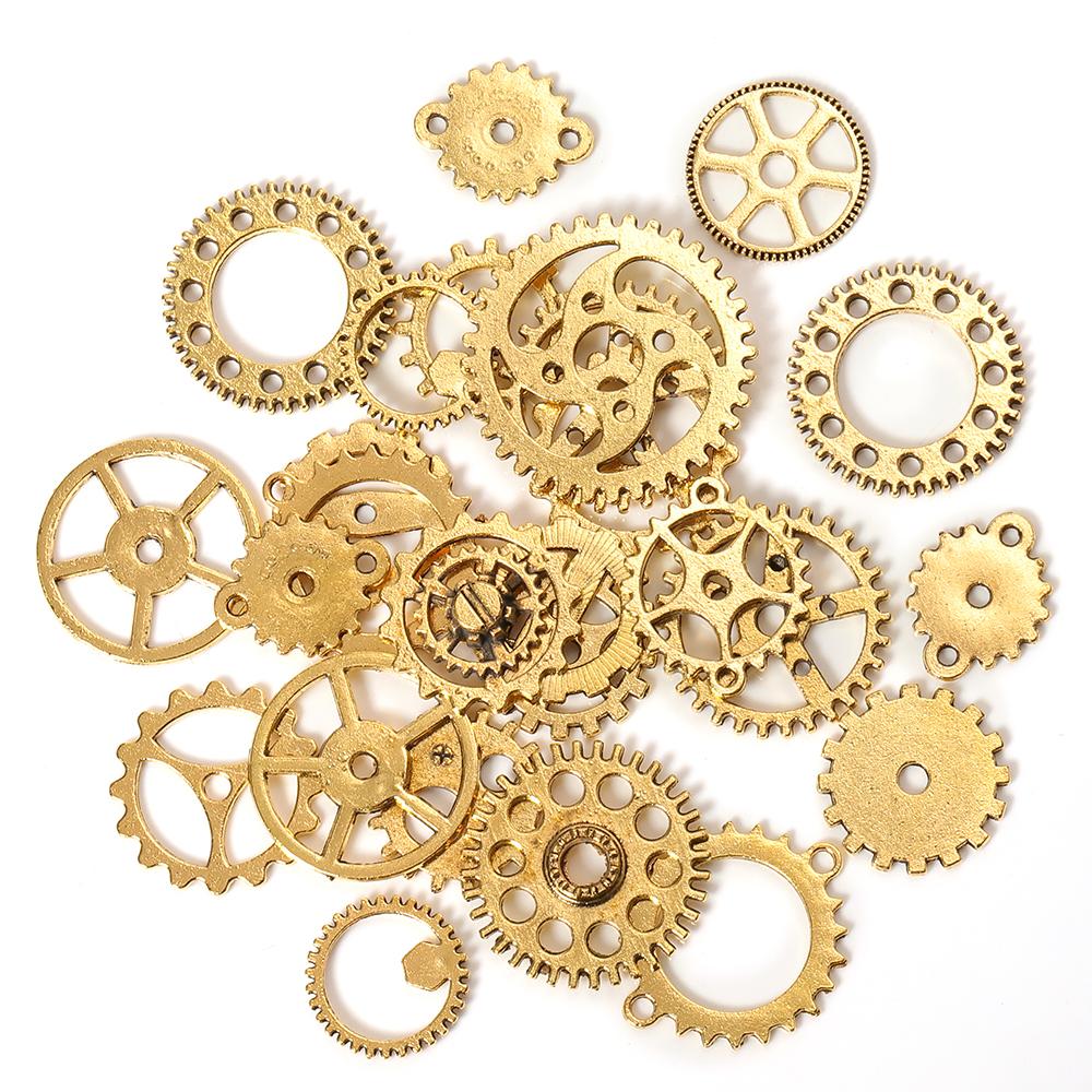 50g 100g Mixed Steampunk Gears Cogs Charms Pendant DIY Antique Metal Beads for Bracelets Crafts Jewelry Making Components