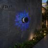 Metal Pattern Solar Lights Wall Light, 7 Color Changing Fence Outdoor Projection Seven LED Lamp, Waterproof Garden Lamp for Yard Patio Backyard Decor