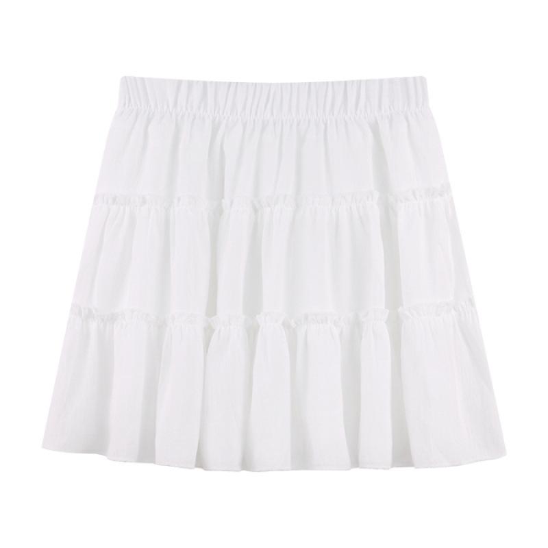 

Sweet White High-Waisted A-Line Midi Skirt for Women - Summer 2025 Collection, Petite and Puff Design XL белый