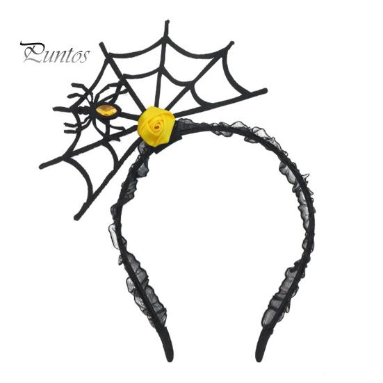 Lightweight Festival Headgear Halloween Spider Web Headband, Black Lace Choker Collar with Rose, Wizard Costume Headband Accessory for Women