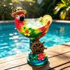 Exquisite Craft Ornaments for Living Room 3D Tropical Ocean Theme Glass Cup, Resin Art Parrot And Personalized Holiday Presents Turtle Design,