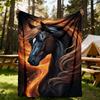 1pc Firehorse Flamepony Flannel Blanket, Comfortable and Warm Blanket, for Camping Sofa Bed and Couch Office020