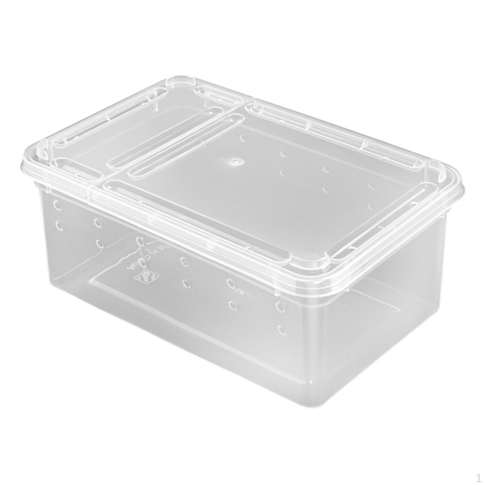 

Reptile Feeding Box Breeding Case Portable with Lid Transparent Small for Frog Scorpions Hermit Style A