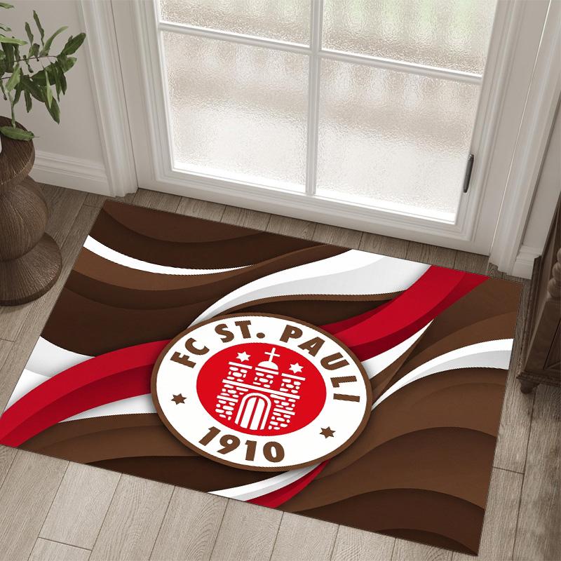 FC St. Pauli Football Design Crystal Velvet Carpet Cozy Non?Slip Printed Rug For Bedroom Living Room Entrance