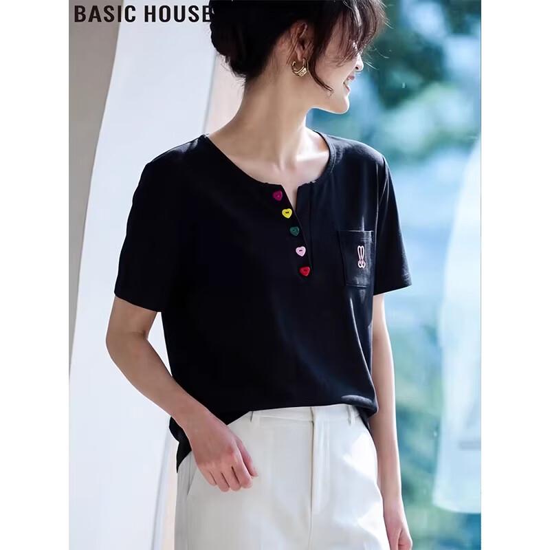 Базовая женская футболка Basic House с вышивкой, короткий рукав 3XL
