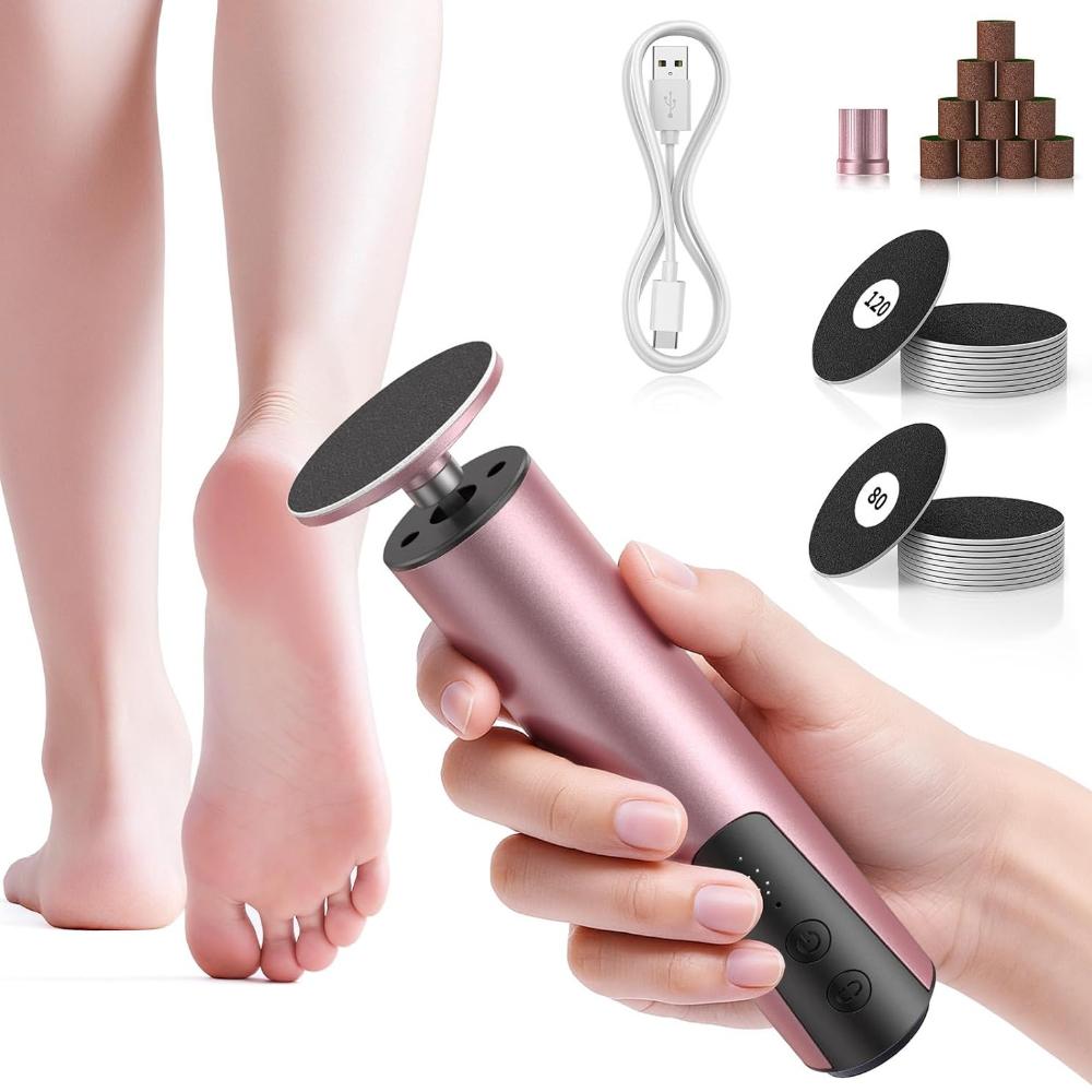 

Электрическая пилка 2-в-1 для удаления мозолей, перезаряжаемая, для удаления мозолей на ногах, 6 регулируемых скоростей, со сменными насадками, набор для педикюра для потрескавшихся пяток, мозолей и огрубевшей кожи