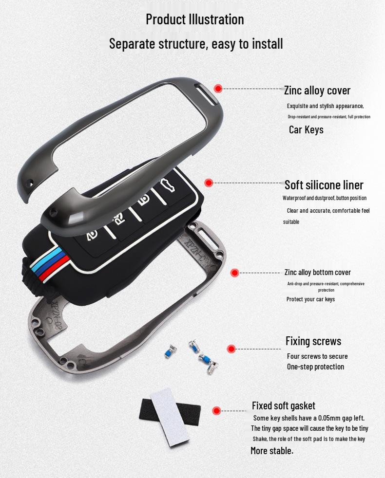 Enhanced Metal Protective Key Case for Xiaopeng G3 and G3i 2019 Model, P7 - Suitable for Men and Women