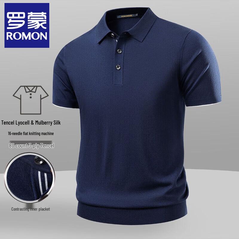 Romon Men s Summer Silk Blend Polo T-Shirt 4XL
