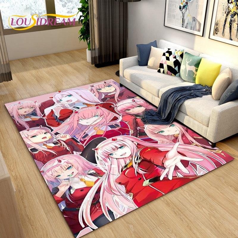 Zero Two DARLING In The FRANXX Anime Area Rug,Carpet Rug for Living Room Bedroom Sofa Doormat Decoration, Kid Non-slip Floor Mat