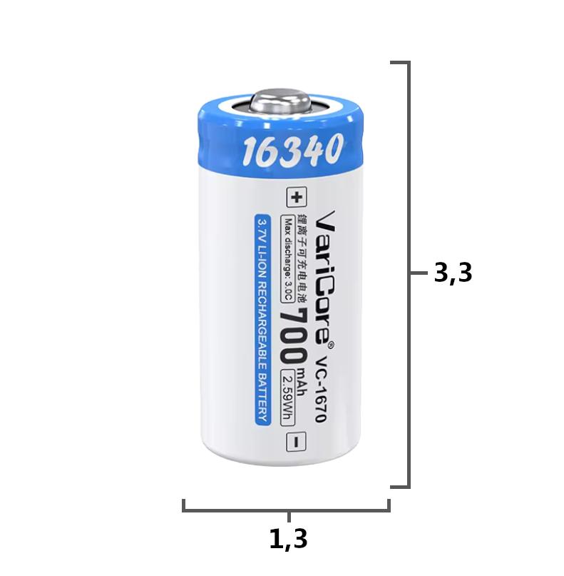Akumulator Bateria Ogniwo Varicore Vc-1670 Plus 16340 Li-Ion 3.7V 700Mah