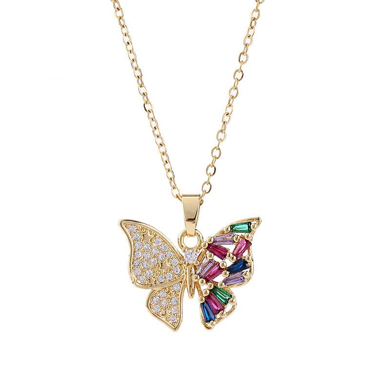 Collier Pendentif Papillon Zircon Cristal pour Femmes Bijoux Cadeau Couple