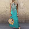 Women Boho Summer  Sleeveless Sling Printed Casual  Loose Long Dress