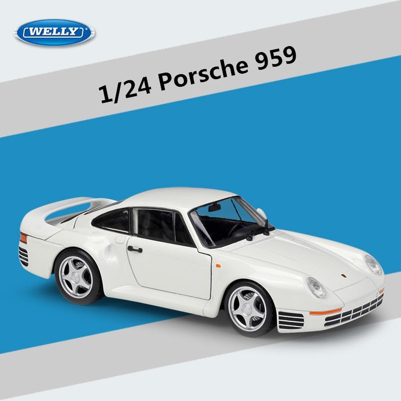 Welly 1/24 Porsche 959 Alloy Sports Car Model Diecast Metal Classic Racing Vehicle Car Model Simulation Collection Kids Toy Gift