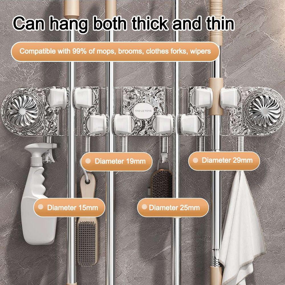 with Hooks Broom Brush Hanger Wall Mounted Bathroom Storage Rack Durable Mop Clamp Holder