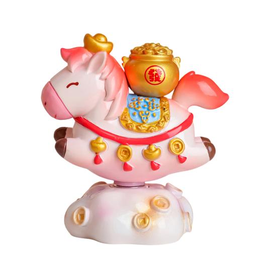 Doll Ornament Horse Shape Rotatable Design Decorative Resin Figurine Crack-resistant Vivid Doll Figurine