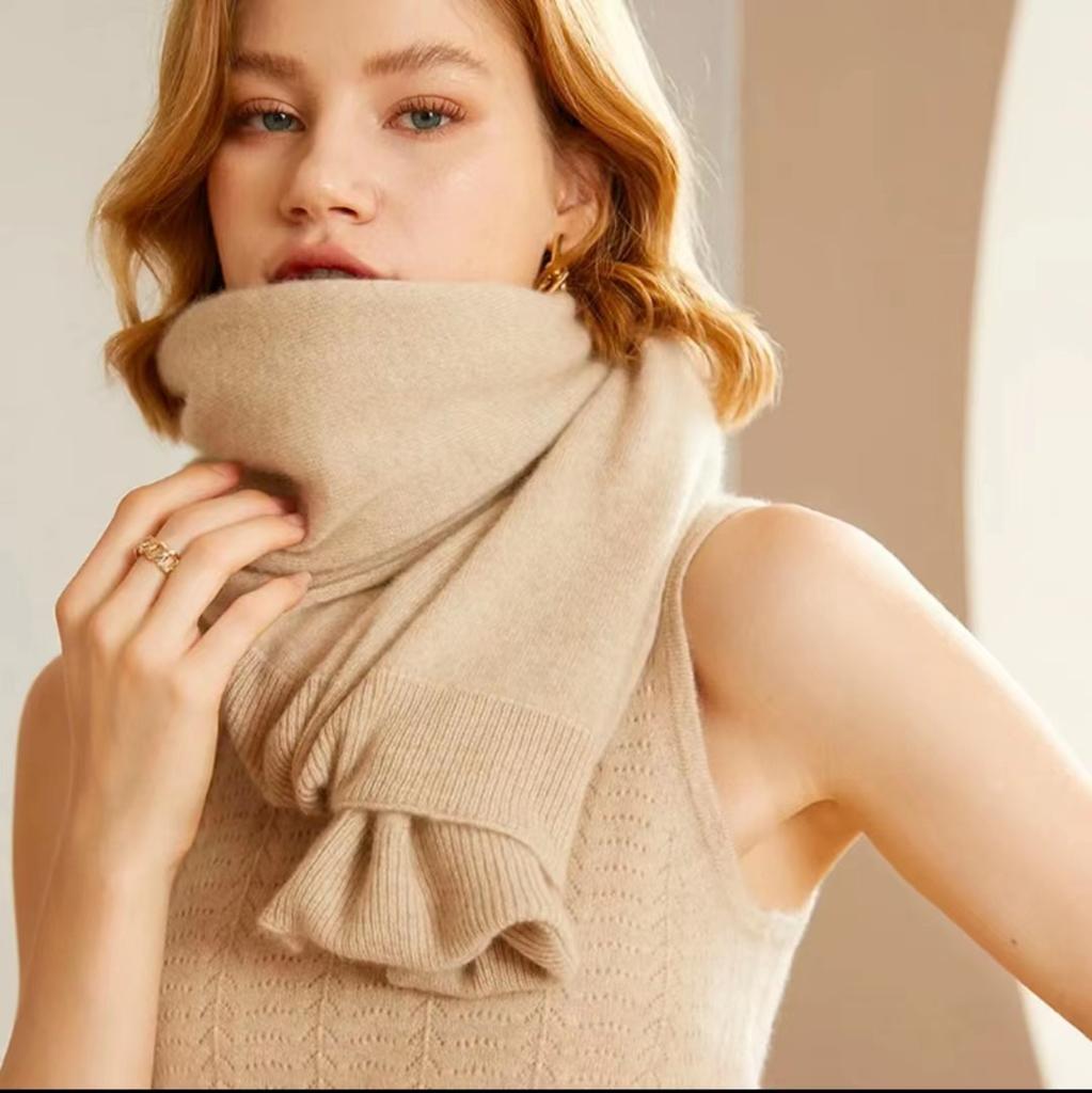 100% Merio Wool Knitted Scarf Shalws Soft Warm Cashmere Cardigan Cloak Wraps Shoulder Neck Protect Dual Use Pashmina Scarves