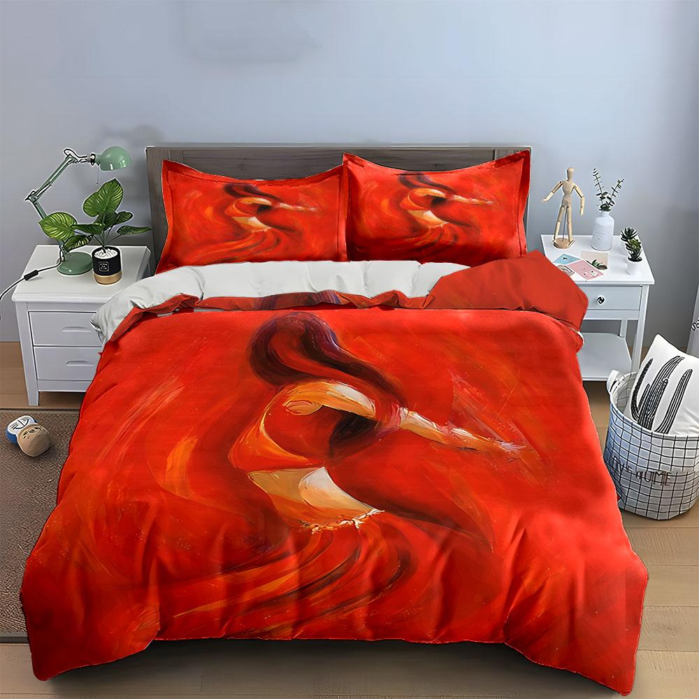 Fiery Dancer In Motion Bedding Duvet Cover Set Duvet Cover Pillowcases (1*Duvet Cover 2*Pillowcases, Without Duvet Insert)