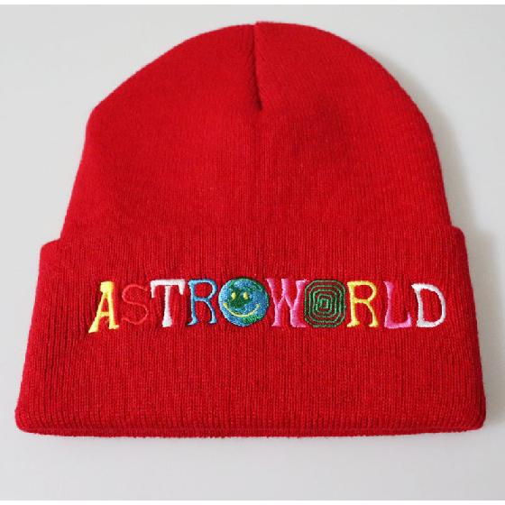 

Colored letters Astroworld Embroidered knitted beanie hat, warm pullover hat for students, unisex cold weather hat Adjustable красный
