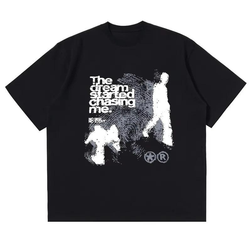 Street Wear Harajuku Hip-hop Men's T-shirt Y2k Retro Oversized Short Sleeved Printed T-shirt Fashionable Cotton Retro Aesthetics