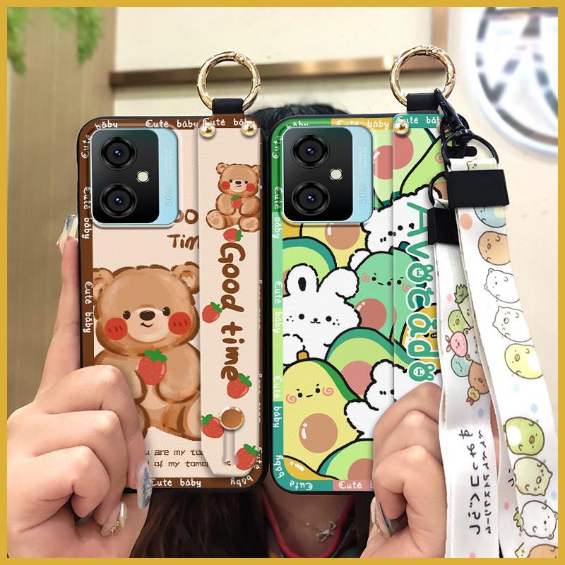 Silicone Kickstand Phone Case For Blackview Oscal C70 Shockproof Phone Holder Ring Lanyard Wristband Fashion Design Cute