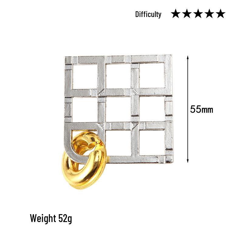 Intelligence Puzzle Zinc Alloy Disentanglement Rings - Unlock Nine Linked Rings Kongming Luban Lock Educational Toy