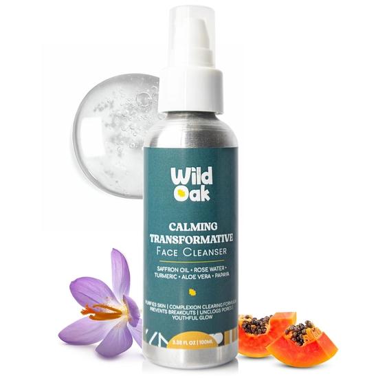 WildOak Haldi, Kesar & Aloe Vera Face Wash | Ayurvedic Face Cleanser for Acne, Pimples & Pore Cleansing | Kills 99% Acne Germs| 100ml