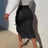 European & American Leather Slit Bodycon Midi Skirt - Women's Slim Fit PU Skirt