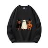 Men's Halloween Prank Cartoon Print Round Neck Long Sleeve Pullover For Spring Autumn Casual Wear.