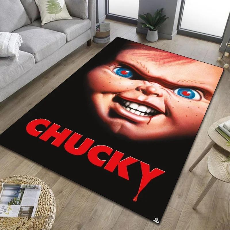 Tappeto Chucky Film Horror 3D Tappetino per Porta Soggiorno Bagno Tappeto per Pavimento Camera da Letto Annabelle Terrore Tappeto Decorativo Regalo di Halloween