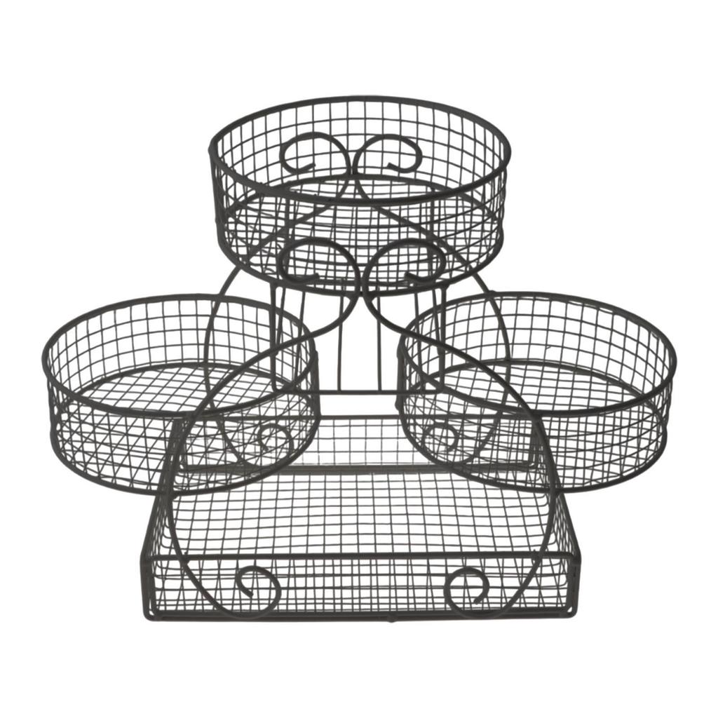 Tiered Wire Basket Stand Multiuse Bread Basket Fruit Bowl Holder Iron Mesh Fruits Stand for Potato Bread Snack Veggie Table